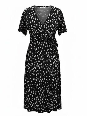 ASOS Black White Polka Dot Midi Dress Size 6